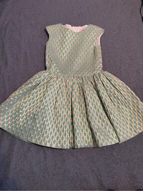 Halabaloo Teal and Gold Jacquard Party Dress - Cap Sleeve dress never worn.